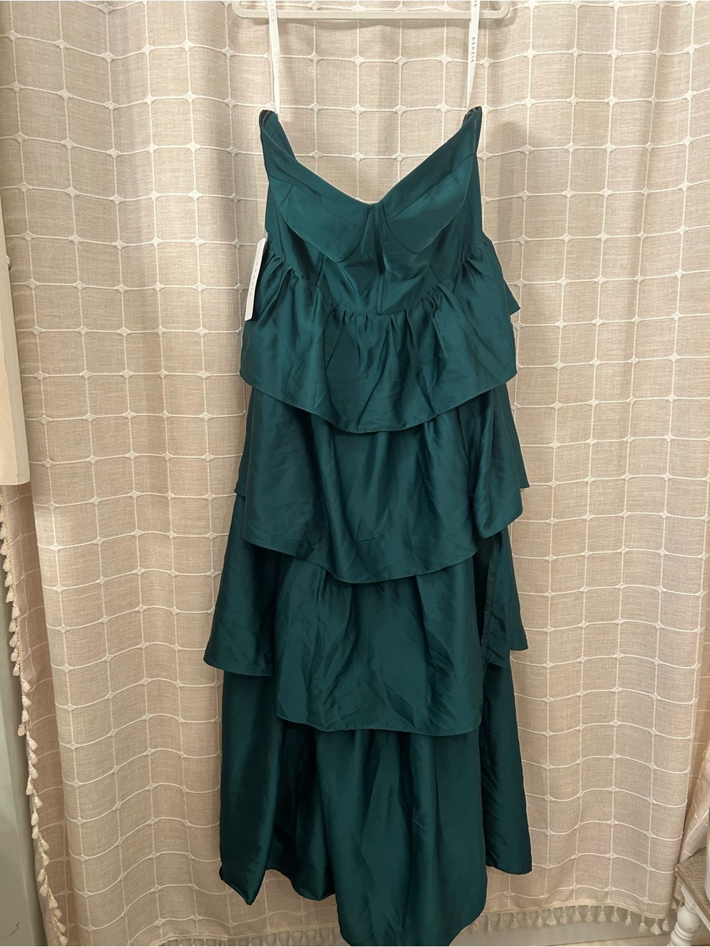 Azazie Emerald Strapless Tiered Maxi Gown - Picture 3 of 14